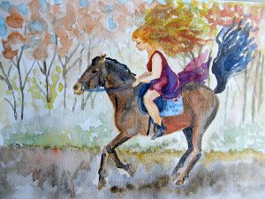 konie akwarela małgorzata jaskłowska