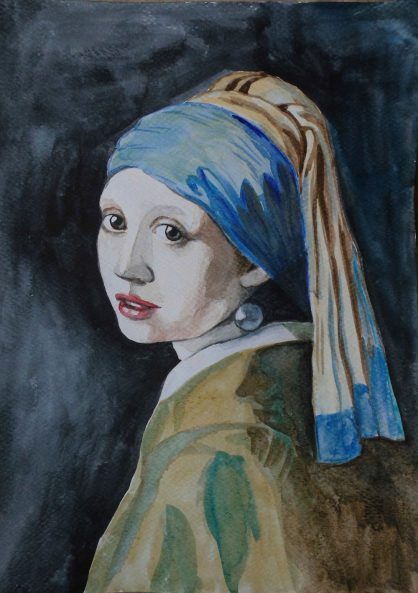 dziewczyna z perłą vermeer akwarela